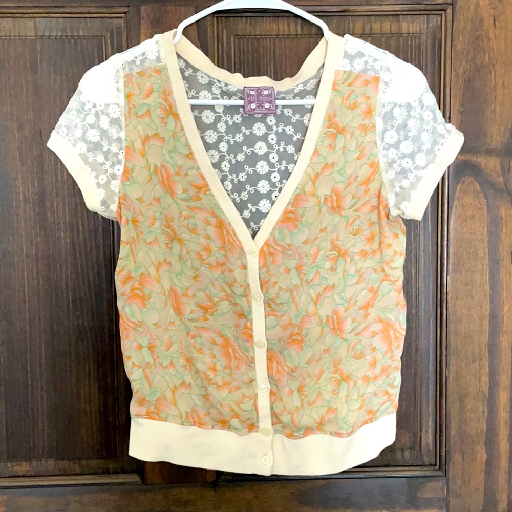 Free People short sleeve lace cardigan